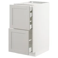 IKEA METOD / MAXIMERA (992.743.31) sz stj 2fr / 2n / wed / w szu, білий / Lerhyttan світло-сірий