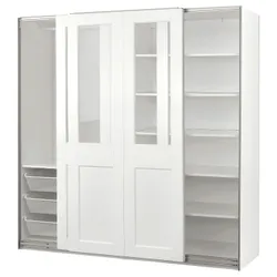 IKEA PAX / GRIMO(495.022.22) шафа з розсувними дверима, білий/прозоре скло біле