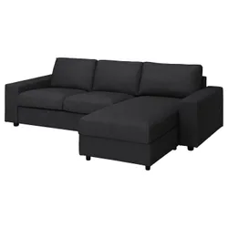 IKEA VIMLE(495.555.12) 3-місний диван-ліжко з шезлонгом, з широкими підлокітниками/Хілларед антрацит