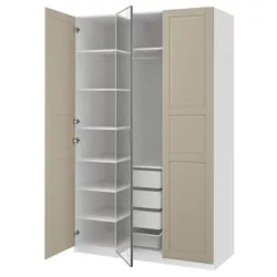 IKEA PAX / KAMMARTORP/TYSSEDAL(596.032.54) Комбінація гардеробу, Біле дзеркало/сірий сірий -ро