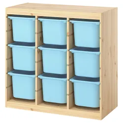 IKEA TROFAST(096.125.76) стелаж з контейнерами, екран/світла сосна, пофарбована білим світло-блакитним