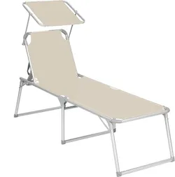SONGMICS Шезлонг, шезлонг, великий, розкладне крісло, 65 х 200 х 48 см, вантажопідйомність 150 кг, зі спинкою, парасолька від