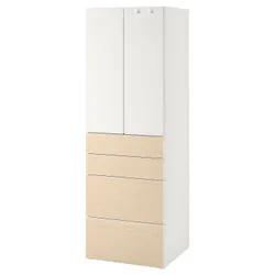 IKEA SMÅSTAD / PLATSA (494.309.37) гардероб, білий/береза з 4 ящиками