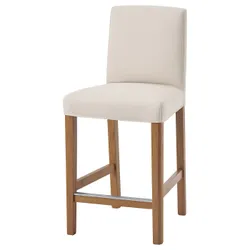 IKEA BERGMUND(993.881.96) Барний стілець зі спинкою, наслідування дуб/Халларп бежевий
