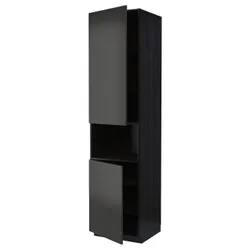 IKEA METOD(094.982.55) висока шафа 2двер./пол, чорний/матовий антрацит Nickebo
