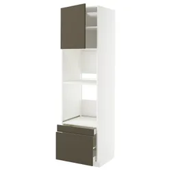 IKEA METOD / MAXIMERA(695.587.36) висока духова шафа/для духовки з дверцятами/2 ящики, білий/Хавсторп коричнево-бежевий