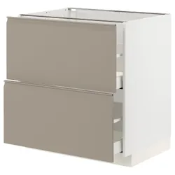 IKEA METOD / MAXIMERA(394.919.26) Шафа з 2 фасадами/2 високими ящиками, білий/Upplöv матовий темно-бежевий