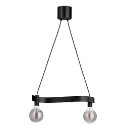 IKEA ACKJA / MOLNART(795.368.43) підвісний світильник з лампочкою, хвиляста чорна/сіра кулька прозоре скло