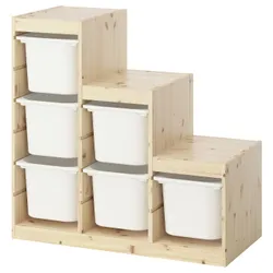 IKEA TROFAST(395.734.08) Полиця з контейнерами, легка сосна, пофарбована в білий/білий