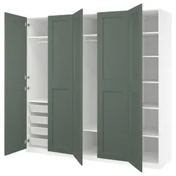 IKEA PAX / GRIMO(095.792.80) Комбінація гардеробу, білий/сірий -зелений