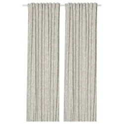 IKEA SNÖRUTA(205.981.35) штора, 2 шт., світло-сіро-бежевий білий/квітковий візерунок на стрічці