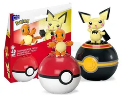 Блоки Mega Construx, 40 деталей: Покемон Чармандер та Пічу + 2 покеболи HXP13