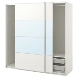 IKEA PAX / MEHAMN/AULI(195.613.74) шафа з розсувними дверима, білий 2-сторонній/біле дзеркало