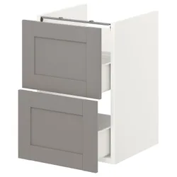 IKEA ENHET (293.210.48) тумба під умивальник з 2 ящиками, біло-сіра рамка