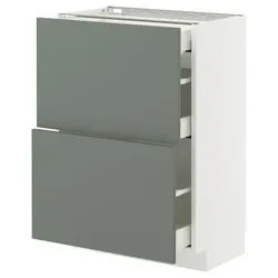 IKEA METOD / MAXIMERA(095.653.20) Шафа з 2 фасадами/3 ящиками, білий/Nickebo матовий сіро-зелений