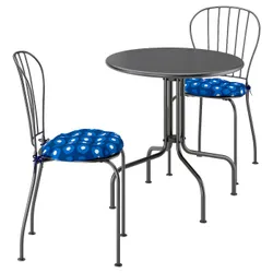 IKEA LÄCKÖ(795.762.02) Таблиця+2 стільці, зовні, сірий/Klösan темно -синій