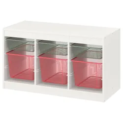 IKEA TROFAST(494.803.19) стелаж з контейнерами, білий світло-зелено-сірий/світло-червоний