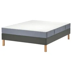 IKEA LYNGÖR(495.531.41) континентальне ліжко, Vesteröy твердий/світло-синій темно-сірий