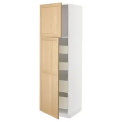 IKEA METOD / MAXIMERA(595.094.97) висока шафа з 2 дверцятами/4 ящиками, білий/Дуб Форсбака