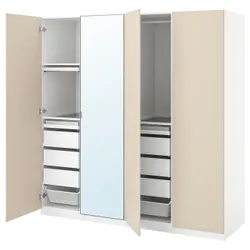IKEA PAX / REINSVOLL/ÅHEIM(293.856.05) комбінований гардероб, біле/сіре дзеркало