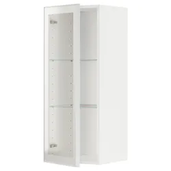 IKEA METOD(294.905.50) нап/скляна шафа, біле/Hesta біле прозоре скло