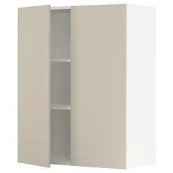 IKEA METOD(394.658.14) навісна шафа з полицями / 2 двер, білий / Havstorp бежевий
