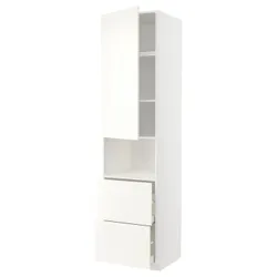 IKEA METOD / MAXIMERA(995.074.58) висока шафа для мікрохвильової печі з дверцятами та 2 ящиками, білий/Vallstena білий