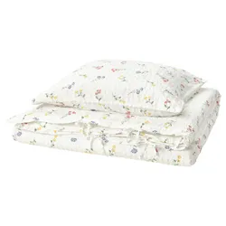 IKEA PILDVÄRGMAL(305.998.51) протока та наволочка, білий/квітковий малюнок