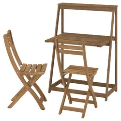 IKEA DJUPÖN / ASKHOLMEN(196.081.02) стіл і 2 розкладні стільці, Зовнішнє складання/коричневий темно -коричневий