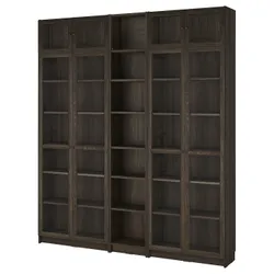 IKEA BILLY / OXBERG(495.818.94) полиця зі скляними дверцятами/подовжувач, імітація темно-коричневого кольору дуб