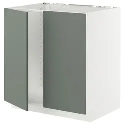 IKEA METOD(395.662.57) шафа під раковину/2 двері, білий/Nickebo матовий сіро-зелений