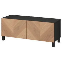 IKEA BESTÅ(194.196.20) Тумба під телевізор з дверцятами, blackbrąz / Hedeviken / Stubbarp okl dęb
