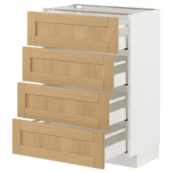 IKEA METOD / MAXIMERA(795.092.03) шафа з 4 фасадами/4 ящиками, білий/Дуб Форсбака