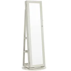 Ювелірна шафа СКРИНЬКА З ДЗЕРКАЛОМ 55x55x161 см обертовий склад БІЛИЙ