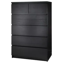 IKEA MALM (704.036.06) MALM Комод з 6 шухлядами, чорно-коричневий, 80x123 см