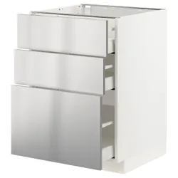 IKEA METOD / MAXIMERA(093.299.03) тумба стояча з 3 ящиками, білий / Vårsta нержавіюча сталь