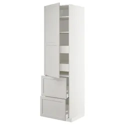 IKEA METOD / MAXIMERA(793.867.87) w sz z pół / 4 szu / drz / 2 fr, білий/Lerhyttan світло-сірий
