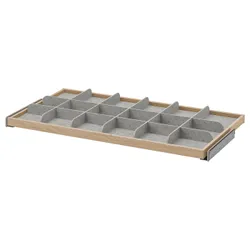 IKEA KOMPLEMENT(393.320.13) висувна полиця з перегородкою, білий / світло-сірий ефект дуба