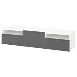 IKEA BESTÅ(194.347.53) Тумба під телевізор з ящиками та дверцятами, білий / Västerviken темно-сірий