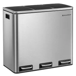 Контейнер для сміття SONGMICS 3 Bin, 3 x 18 л, 3 відділення, повільне закриття, з внутрішніми відрами та ручками, для кухні,