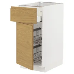 IKEA METOD / MAXIMERA(095.388.45) підлогова шафа/дверний кошик/ящик/двері, білий/імітація Воксторпа дуб