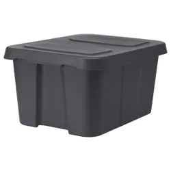 IKEA KLAMTARE (702.923.64) Контейнер з кришкою, всередині/зовні, темно-сірий
