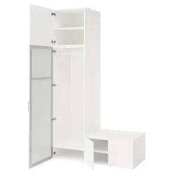 IKEA PLATSA(495.858.87) гардероб з 4 дверями, Біле суглобове дзеркальне скло/фонни білі