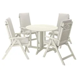 IKEA BONDHOLMEN(895.498.78) стіл + 4 стулки стільці, на відкритому повітрі, білий/бежевий/Фресон/Дувхольмен бежевий