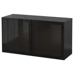 IKEA BESTÅ(190.477.57) сайт, чорно-коричневий / Glassvik black / прозоре скло