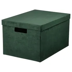 IKEA GJÄTTA(205.996.77) контейнер з кришкою, темно -зелений оксамит