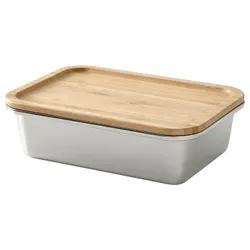 IKEA IKEA 365+(394.375.00) харчовий контейнер з кришкою, прямокутник нержавіюча сталь/бамбук
