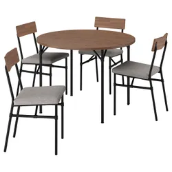 IKEA GRÖTÅN / GRÖTÅN(596.174.30) стіл і 4 стільці, сосна коричнева пляма/Tibbleby темно-бежевий