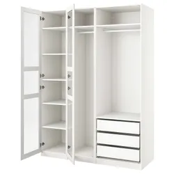 IKEA PAX / TYSSEDAL(394.801.50) гардероб, біле / біле скло