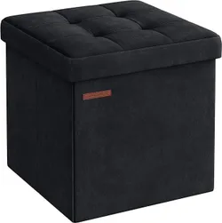 SONGMICS LSF227B01 Пуф з місцем для зберігання, Складна лавка 38 х 38 см, Підніжка, Комод, Навантаження 300 кг, Для вітальні,